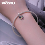 925 Silver Paw Bead Palette Pendant Colorful Zircons