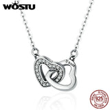 925 Silver Connected Heart Pendant Necklace for Girlfriend Valentine Gift