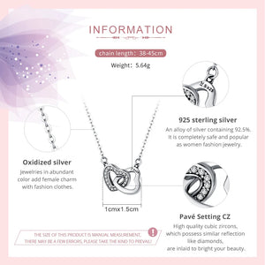 925 Silver Connected Heart Pendant Necklace for Girlfriend Valentine Gift