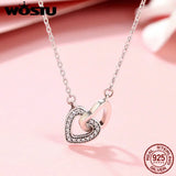 925 Silver Connected Heart Pendant Necklace for Girlfriend Valentine Gift