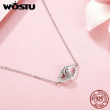 925 Silver Connected Heart Pendant Necklace for Girlfriend Valentine Gift