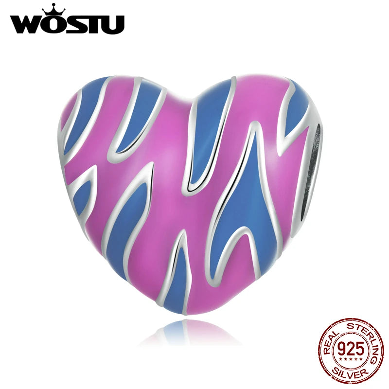 925 Silver Heart Charm Bead Pendant For Women Jewelry