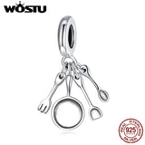 925 Sterling Silver Cooking Utensils Set Pendant Charm Scissors Bead
