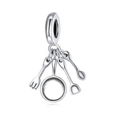 925 Sterling Silver Cooking Utensils Set Pendant Charm Scissors Bead