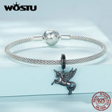 925 Silver Unicorn Charms Flying Horse Beads for Bracelet Necklace