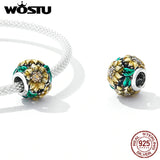 925 Sterling Silver Sunflower Charms Beads For Bracelet Bangles