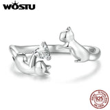 925 Silver Cat Opening Ring Lovely Fox Animal Rings