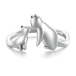 925 Silver Cat Opening Ring Lovely Fox Animal Rings