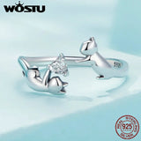925 Silver Cat Opening Ring Lovely Fox Animal Rings