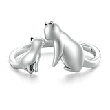 925 Silver Cat Opening Ring Lovely Fox Animal Rings