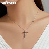 925 Silver Cross Faith Necklace Zircon Chain Link CTN231