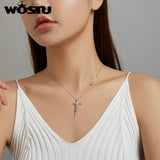 925 Silver Cross Faith Necklace Zircon Chain Link CTN231