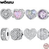 925 Silver Crystal Rose Beads Camellia Charms Zircon Bracelet DIY Gift