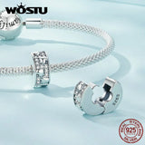 925 Silver Crystal Rose Beads Camellia Charms Zircon Bracelet DIY Gift