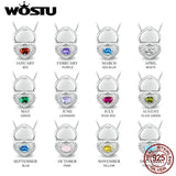 925 Silver Heart Necklace with Birth Stone