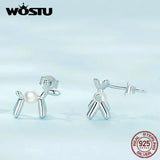 925 Silver Balloon Dog Stud Earrings Drop Charms Girl Jewelry
