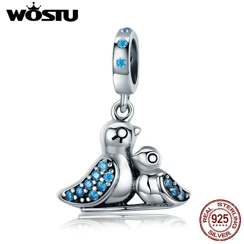 925 Silver Bird Pendant Bead for WST Bracelets DIY Jewelry