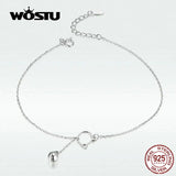 925 Silver Cat Anklet Beaded Foot Jewelry for Women Barefoot Sandal Chain