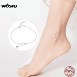 925 Silver Cat Anklet Beaded Foot Jewelry for Women Barefoot Sandal Chain