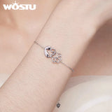 925 Sterling Silver Cat Bracelet Hallowed Paw Adjustable Link Chain for Women