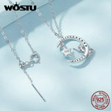 925 Silver Cat Rabbit Star Moon Necklace