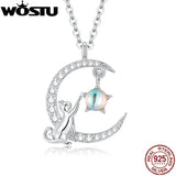 925 Silver Cat Rabbit Star Moon Necklace