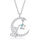 925 Silver Cat Rabbit Star Moon Necklace