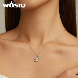 925 Silver Cat Rabbit Star Moon Necklace