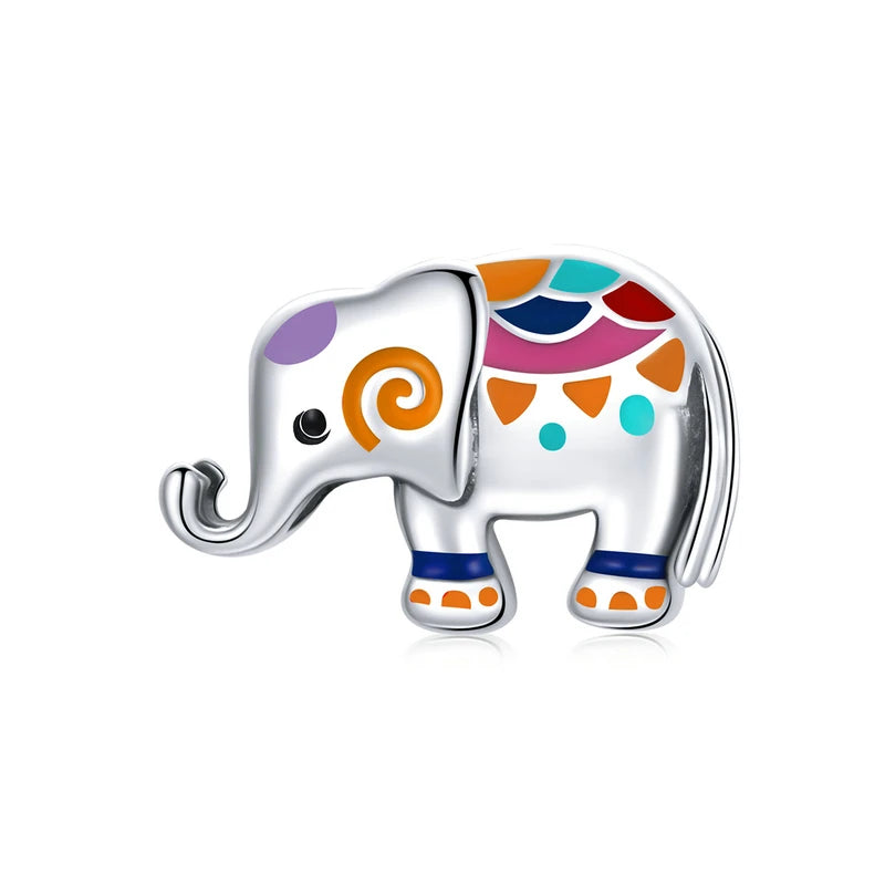 925 Silver Elephant Charm Bead Pendant for Jewelry DIY