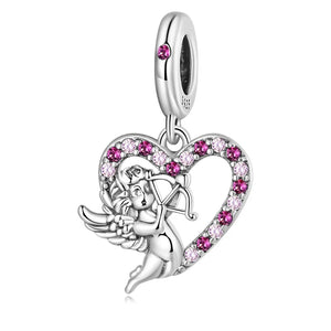 925 Silver Heart Cat Charm Pendant for Women