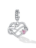925 Silver Heart Cat Charm Pendant for Women