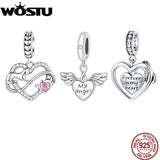 925 Silver Heart Cat Charm Pendant for Women