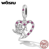 925 Silver Heart Cat Charm Pendant for Women
