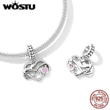 925 Silver Heart Cat Charm Pendant for Women