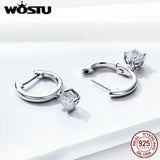 925 Silver Zircon Dangle Earrings Wedding Shine Jewelry