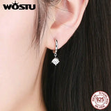 925 Silver Zircon Dangle Earrings Wedding Shine Jewelry