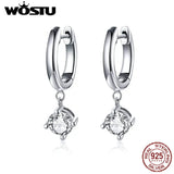 925 Silver Zircon Dangle Earrings Wedding Shine Jewelry