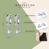 925 Silver Zircon Dangle Earrings Wedding Shine Jewelry