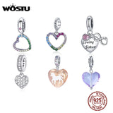925 Silver Heart Charm Zircon Bead Pendant for Bracelet DIY Jewelry