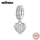 925 Silver Heart Charm Zircon Bead Pendant for Bracelet DIY Jewelry