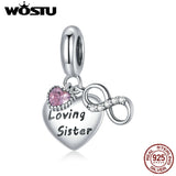 925 Silver Heart Charm Zircon Bead Pendant for Bracelet DIY Jewelry