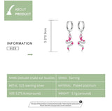 925 Silver Dark Style Rose Red Snake Drop Earrings Women Party Jewelry
