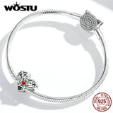 925 Silver Spider Web Heart Charm Bead Bracelet DIY Jewelry