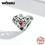 925 Silver Spider Web Heart Charm Bead Bracelet DIY Jewelry