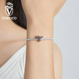 925 Silver Spider Web Heart Charm Bead Bracelet DIY Jewelry