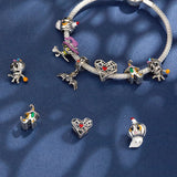 925 Silver Witch Hat Skull Spider Cross Charm Bead