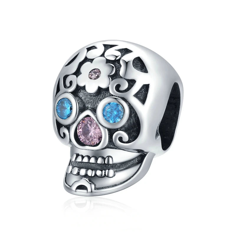925 Silver Witch Hat Skull Spider Cross Charm Bead