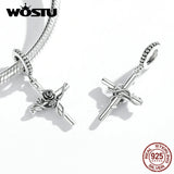 925 Silver Witch Hat Skull Spider Cross Charm Bead