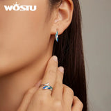925 Silver Feather Drop Earrings Zircon Pave Setting Women Party Gift