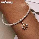 925 Silver Sun Charm Zirconia Sunglasses Pendant For Bracelet